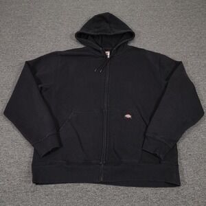 Dickies Hoodie Mens 2XL Black Full Zip Fleece Workwear Sweatshirt Logo